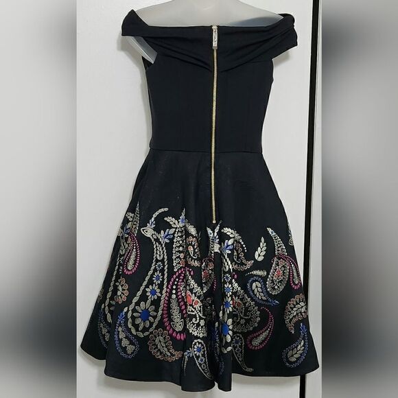 TED BAKER ADZE BARDOT METALLIC SKATER DRESSS size 1 USA XS - Picture 7 of 15